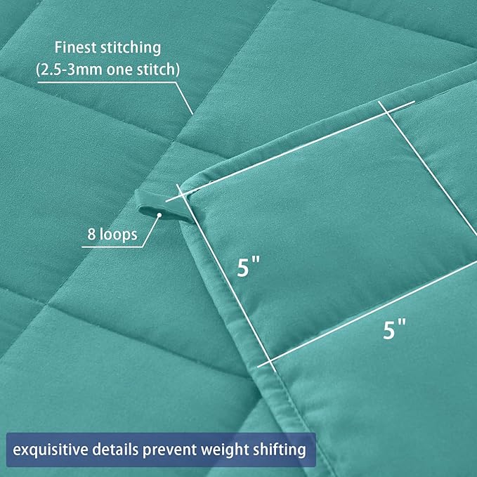 yescool Weighted Blanket for Adults (12 lbs, 48" x 72", Green) Cooling Heavy Blanket for Sleeping Perfect for 110-130 lbs, Twin Size Breathable Blanket with Premium Glass Bead, Machine Washable