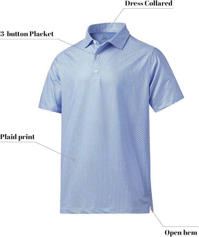Mens Quick Dry Short Sleeve Golf Polo Performance Shirt