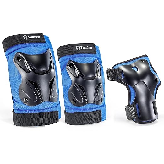 Skating Protective Gear Elbow and Knee Pads Adult, Knee Pads for Men Women Elbow Pads Wrist Guards for Roller Skating Cycling Skateboarding Blue