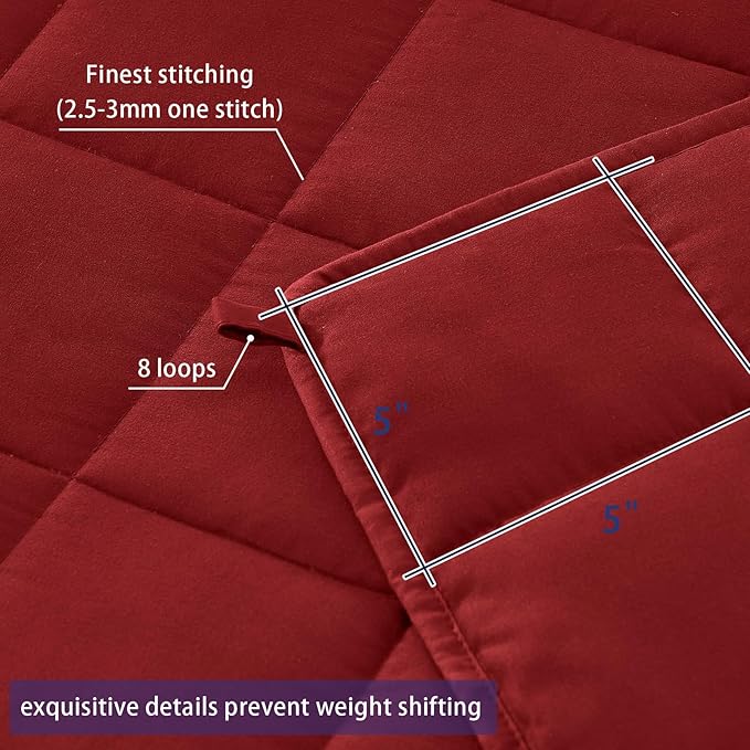 yescool Weighted Blanket for Adults (20 lbs, 88” x 104”, Red) Cooling Heavy Blanket for Sleeping Perfect for 190-210 lbs, Queen Size Breathable Blanket with Premium Glass Bead, Machine Washable