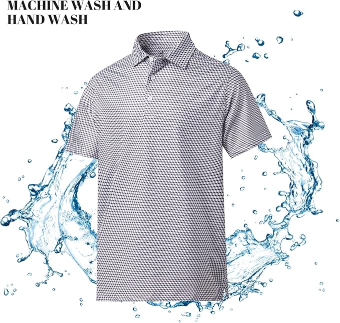 Men's Quick Dry Performance Polo Shirt - Athletic Print Golf Top