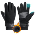 HANDLANDY Winter Gloves for Men Women, Thermal Gloves for Cold Weather Driving Cycling Ski Outdoor, Insulated Leather Work Gloves (Large, Black)