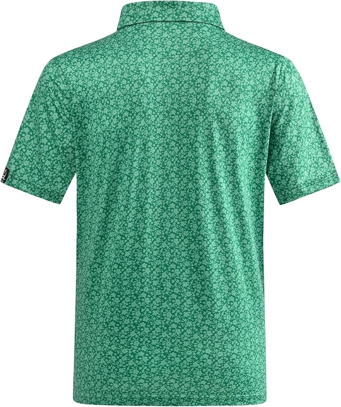 Men's Quick Dry Performance Polo Shirt - Athletic Print Golf Top