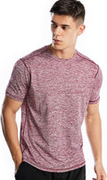 Men wearing a quick-dry moisture-wicking athletic short sleeve gym t-shirt in a relaxed fit.