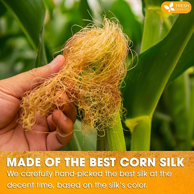 FreshDrinkUS, Premium 40 Tea Bags Corn Silk Tea, 100% Natural & Pure from Corn Silk. Corn Silk Herbal Tea. Clean Ingredients. Made with Natural Material Tea Bags. No Sugar, No Caffeine, Vegan. (40 Tea bags Corn Silk)