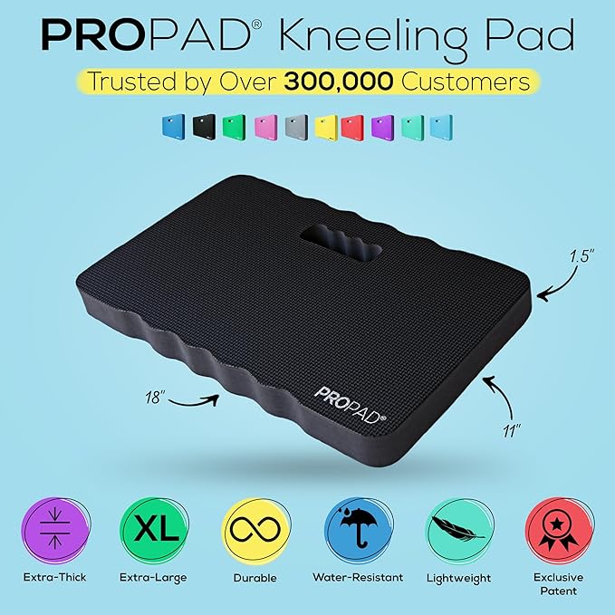 Thick Kneeling Pad, Garden Kneeler for Gardening, Bath Kneeler for Baby Bath, Kneeling Mat for Exercise & Yoga, Knee Pad for Work, Floor Foam Pad, Extra Large (XL) 18 x 11 x 1.5 Inches, Black