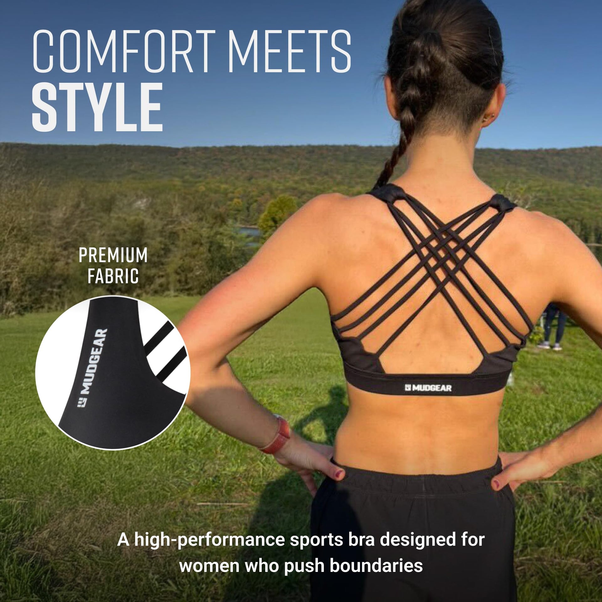 Women's Performance Sports Bra with Storage Pockets in Black - Image 4