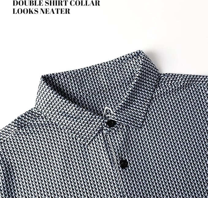 Mens Geometric Print Polo Shirt Short Sleeve Athletic Golf Top