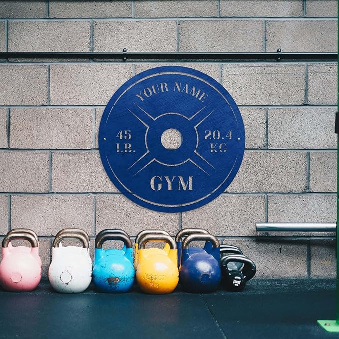 Personalized Home Gym LED Tin Metal Sign Multiple Sizes, Weight Lifting Exercise Workout Room Training Fitness Center Motivational Inspirational Quotes Decor Wall Art Hanging Accessories (07 LED)