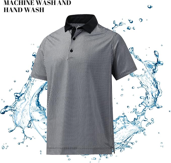 Men's Quick Dry Performance Polo Shirt - Athletic Print Golf Top