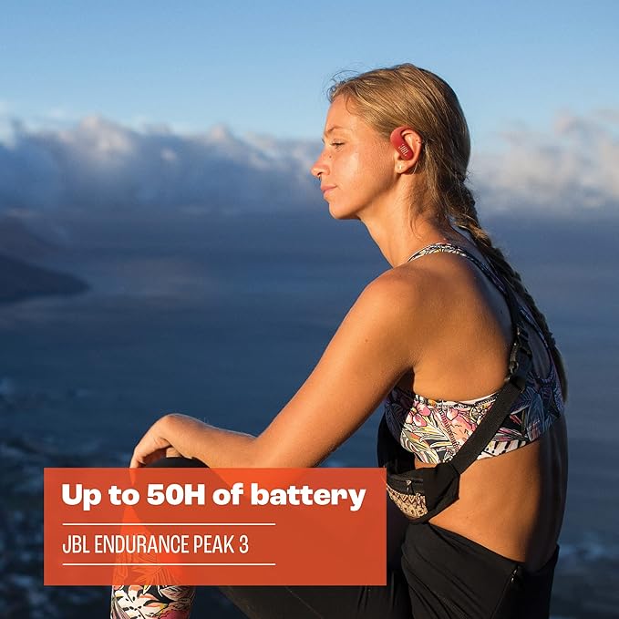 JBL Endurance Peak 3 - Dust and Water Proof (IP68) True Wireless Active Earbuds, Pure Bass Sound, Up to 50 Total Hours of Playback with Speed Charge, Ambient Aware & Talk Thru (Black)