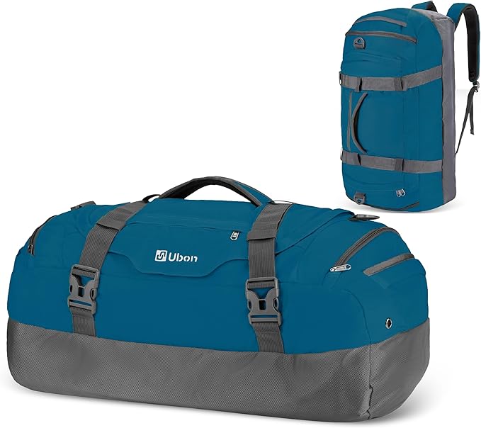 Ubon Large Duffel Bag Weekender Bags with Shoe Compartments 4-Way Sports Gym Backpack with Padded Straps Camping Traveling Duffle Bag