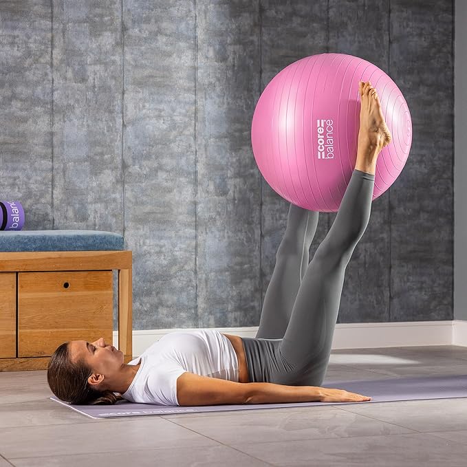 Exercise Ball for Workouts, Anti-Burst and Slip Resistant, Swiss Yoga Ball for Pregnancy, Stability, Fitness and Physical Therapy, 4 Sizes, with Pump