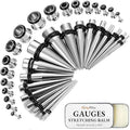 BodyJ4You 37PC Ear Stretching Kit - Beginner Gauges 14G-00G Starter Set - Aftercare Balm Wax - Steel Tapers Single Flare Plugs Screw Fit Tunnels - Women Eyelet Mens Earrings Expander Piercing Jewelry