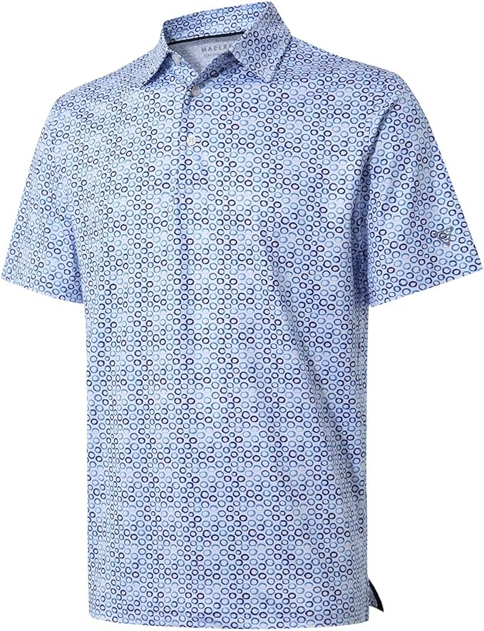 Men's short sleeve striped golf polo in performance moisture-wicking fabric