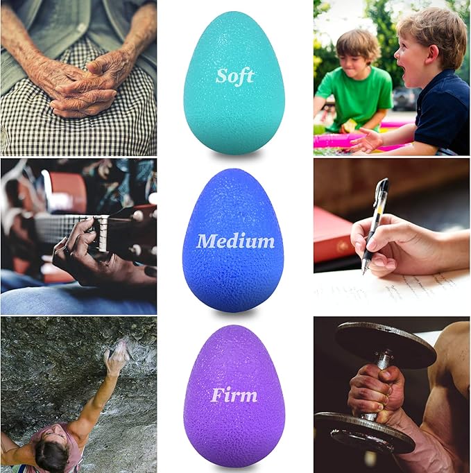 The Friendly Swede Stress Balls for Adults - 3 Squeeze Balls for Hand Therapy, Stress Relief & Strength; 3 Resistance Levels