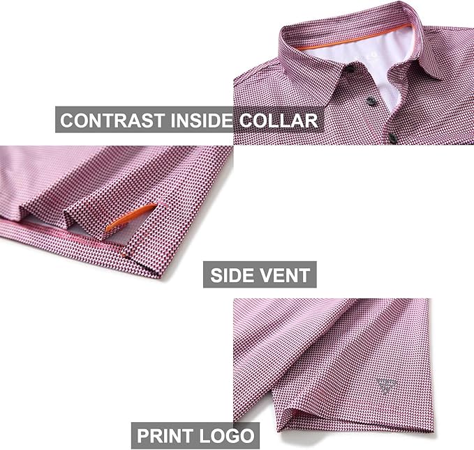 Men's Short Sleeve Striped Performance Golf Polo Shirt