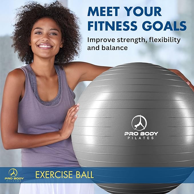 ProBody Pilates Exercise Ball - Multiple Sizes Gym Grade Balance Ball for Fitness, Yoga, Workout, Pregnancy & Physical Therapy