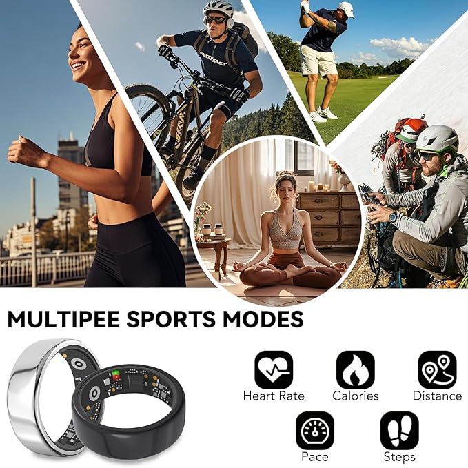 Smart Ring for Men Women with Black Charging Box, Bluetooth, Health Ring , IP68 Waterproof, Fitness Ring Tracks Heart Rate/Sleep/Steps/Sports Activities/Blood Oxygen,non-subscription app (Black, 11)