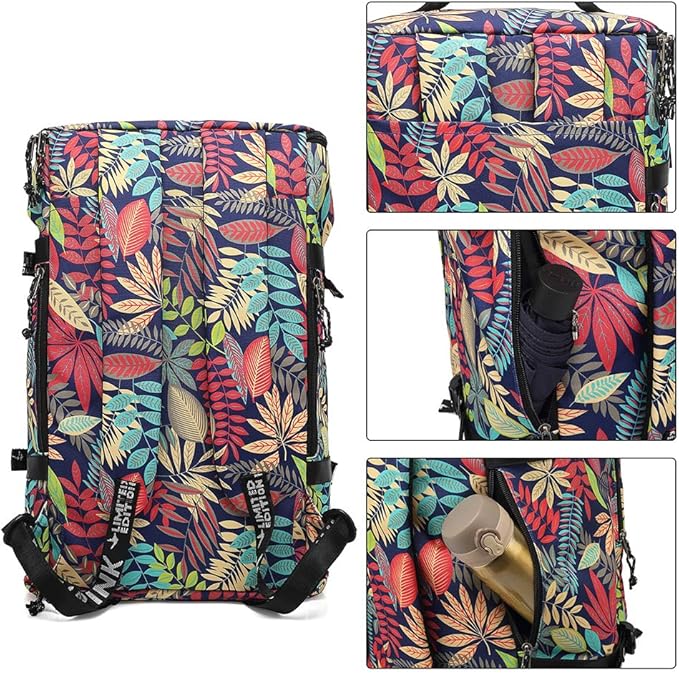 Kalesi Floral Gym Duffle Bag Backpack 4 ways for Women Waterproof with Shoes Compartment for travel Sport Hiking laptop Lightweight