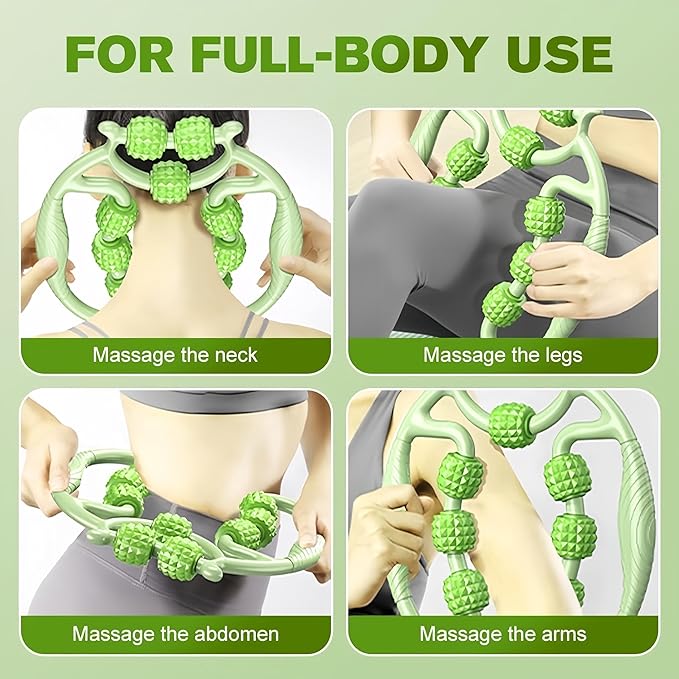 Deep Tissue Massage Roller for Legs Leg Massager Roller Thigh Massager PP 18-Wheel 9.45x10.24x4.33in Pink/Green for Home Fitness Muscle Recovery Men Women (12Wheels,Green)