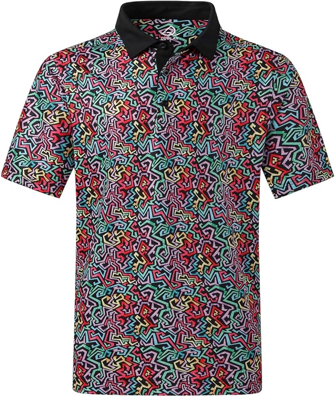Man wearing a quick-dry athletic short sleeve polo shirt for golf