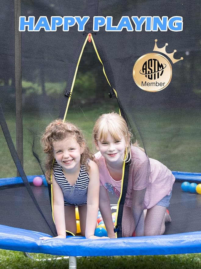 6FT Kids Trampoline with Basketball Hoop & Safety Enclosure Net
