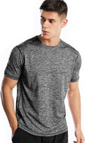 Men wearing a black performance moisture-wicking athletic gym t-shirt, front view