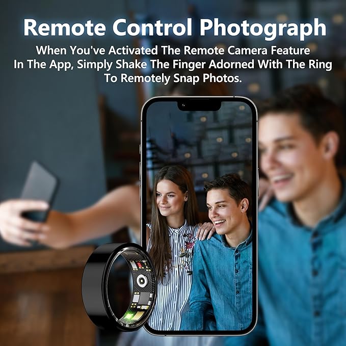 Smart Health Ring for Women Men Fitness Tracker with Heart Rate, Blood Oxygen, Blood Pressure, Sleep Monitoring, Step Counting, IP68 Waterproof for iOS and Android, No Subscription Fee, Black 11