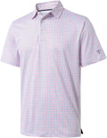 Men's performance golf polo with striped pattern and moisture-wicking properties