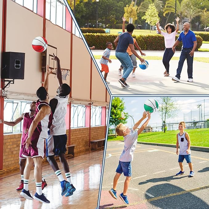 Jenaai 6 Pcs Rubber Basketballs Official Size Bulk Streetballs Multicolor Basket Balls with Pump Plain Basketball Set for Adult Youth Gifts Indoor Outdoor Training Games