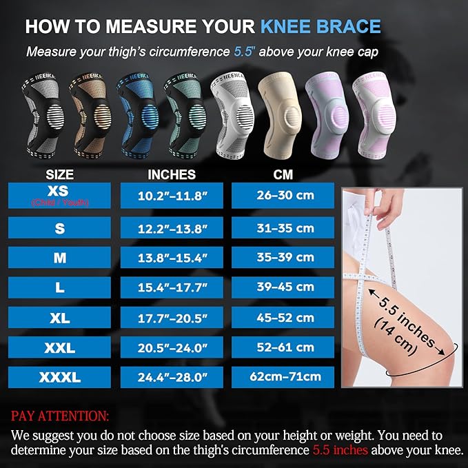 NEENCA Knee Brace for Women & Men, Medical Knee Support with Patella Pad & Side Stabilizers, Knee Compression Sleeve for Knee Pain, Meniscus Tear, ACL, Joint Pain, Runner, Workout