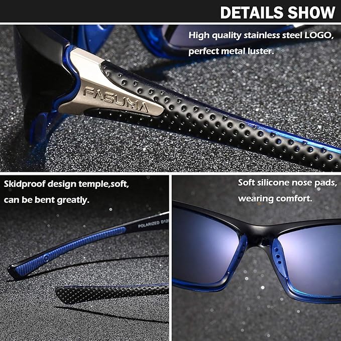 FAGUMA Sports Polarized Sunglasses For Men Cycling Driving Fishing UV400 Protection
