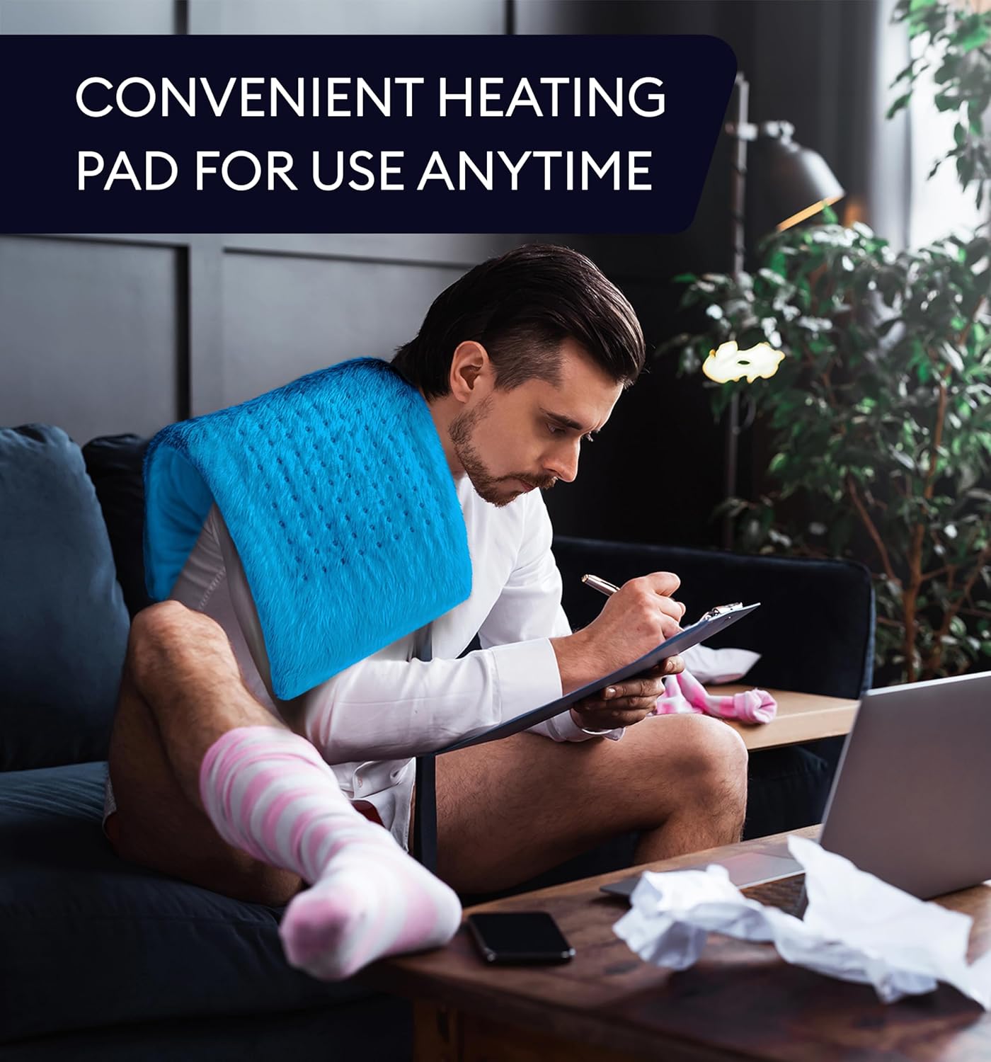Extra Large Aqua Blue Heating Pad for Targeted Pain Relief - Image 8
