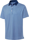 Men wearing a stylish printed short-sleeve performance golf polo shirt