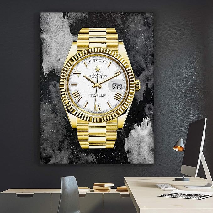 SuccessHunters Luxury Gold Watch Canvas Print Office Wall Decoration Home Decor Modern Art Prints Inspiration Motivation Inspire Entrepreneur Quote Inspirational Motivational House Decal (24" x 18")