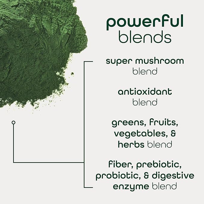 Zena Nutrition Organic Super Greens Powder, 70+ Superfoods, 0 Sugar, 3G Fiber, Spirulina, Chlorella, Antioxidants, Prebiotics/Probiotics, Digestive Enzymes, Mixed Berry, 30 Drink Mix Packets