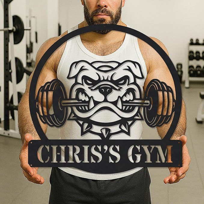 Custom Metal Gym Sign for Workout Room, Motivational Home Fitness Powerlifting Garage Center Decor, Personalized Wall Art Gift for Women, Men, Dad, Papa, Grandpa, Mother, Sister, Girls, Modern Design