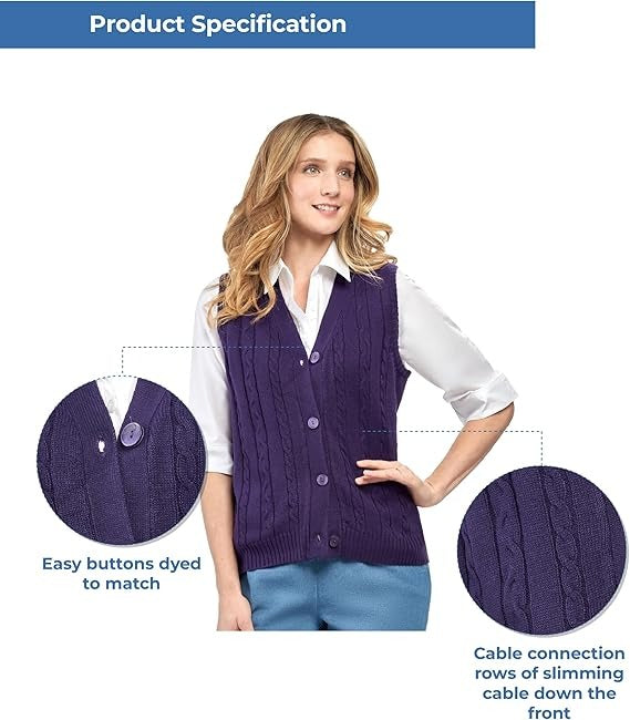 Women's Cable Knit Button Front Sweater Vest