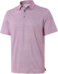 Man wearing a lightweight striped short sleeve performance golf polo shirt