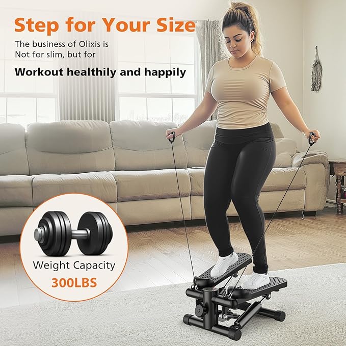OLIXIS Steppers for Exercise at Home Workout Equipment, Mini Stepper Exercise Machine 300lbs, Twist Step with Resistance Bands, Cardio Weight Loss Equipment Home Fitness