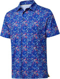 Men's short sleeve striped performance golf polo in moisture-wicking fabric