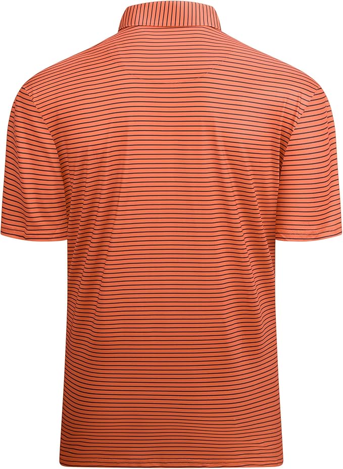 Men's Striped Jacquard Golf Polo Short Sleeve Moisture Wicking