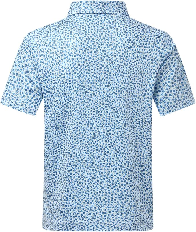 Men's Athletic Printed Golf Polo Shirt Moisture Wicking Tee