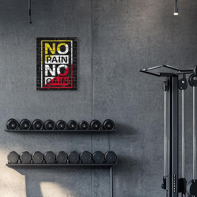 Gym Quotes Wall Art,Inspirational Workout Wall Decor,No Pain No Gain Canvas Wall Art for Home Gym Exercise Fitness Room