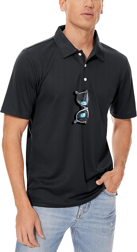 Men's Quick Dry Polo Shirt Moisture Wicking Performance Golf Shirt