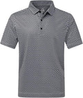 Men wearing a stylish printed short-sleeve performance golf polo shirt