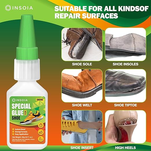 Clear Super Glue for Shoe Repair, 20g, Waterproof, Strong, Quick Fix, Bonding Shoe Sole, Boots, Sandals, Sneakers, Leather & Footwear Items