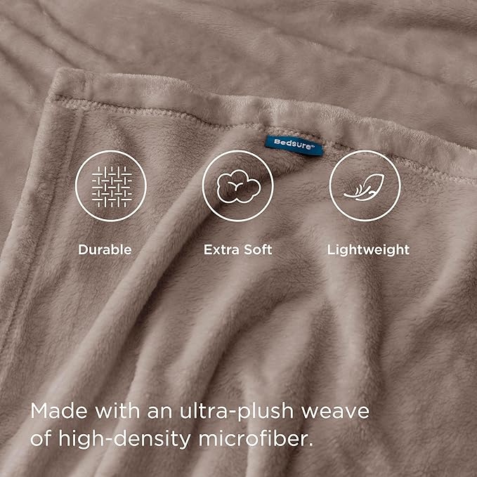 Bedsure Fleece Bed Blankets Queen Size Mocha Brown - Soft Lightweight Plush Fuzzy Cozy Luxury Blanket Microfiber, 90x90 inches