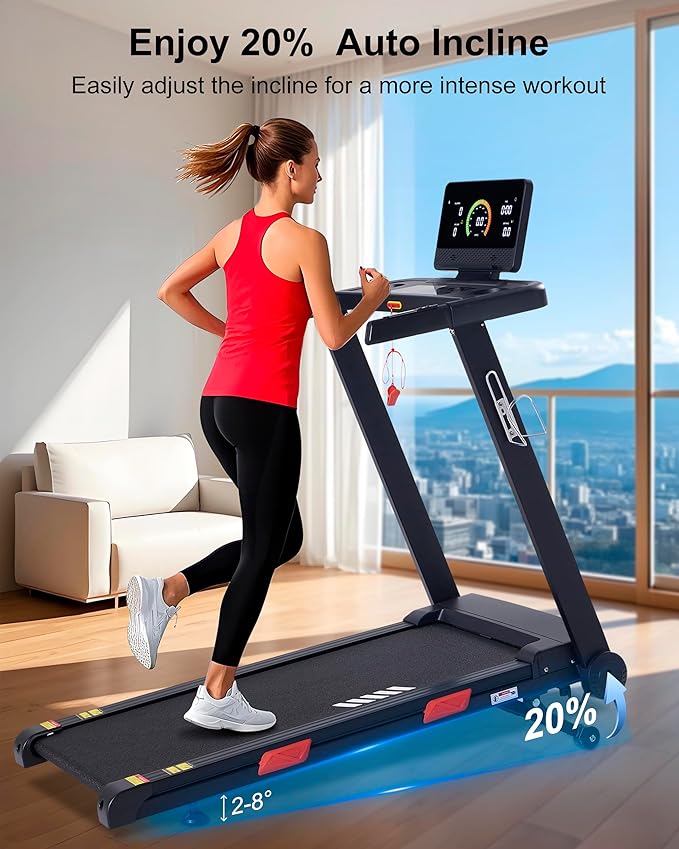 Professional Auto Incline Treadmill with 3.0HP Motor - Black/Red